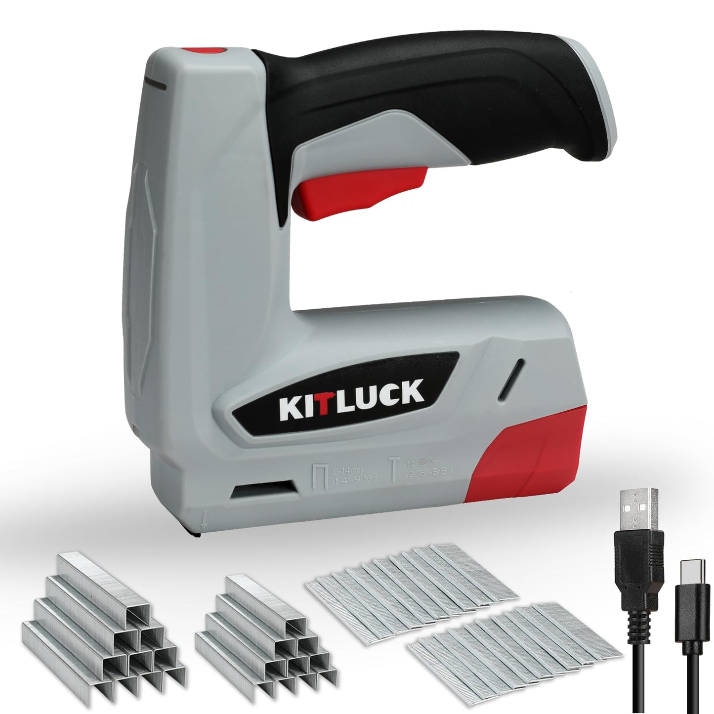 KITLUCK Electric Staple Gun, 2-in-1 Cordless Brad Nailer, 4V Electric Stapler Kit with 2000 Staples and 1000 Nails, USB Charger, 2000mAh Li-ion Battery for Home Use, Wood, Fabric, DIY