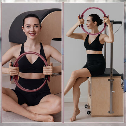Syhood Pilates Ring 11. 81 Inch Pilates Circle Yoga Ring Magic Lightweight Flexible Workout Equipment for Fitness Physical Therapy Resistance Exercise Arms Legs (Light Brown,6 Pcs)