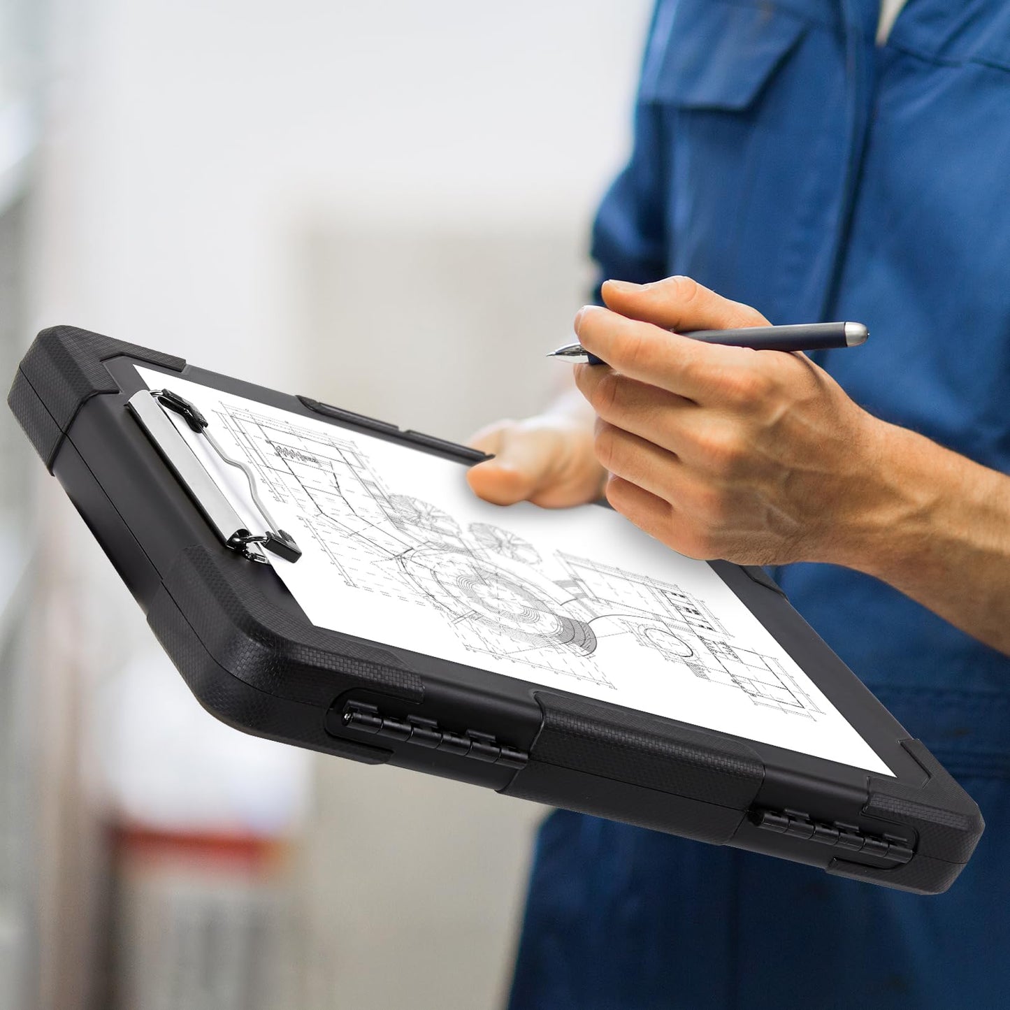Sooez Toughest Clipboard with Storage, Internal Pen Pouch Included, Letter/ A4 Size, Shockproof Heavy Duty Plastic Clip Boards 8.5x11”, High Capacity Clipboards Box Case for Contractor Trucker Driver