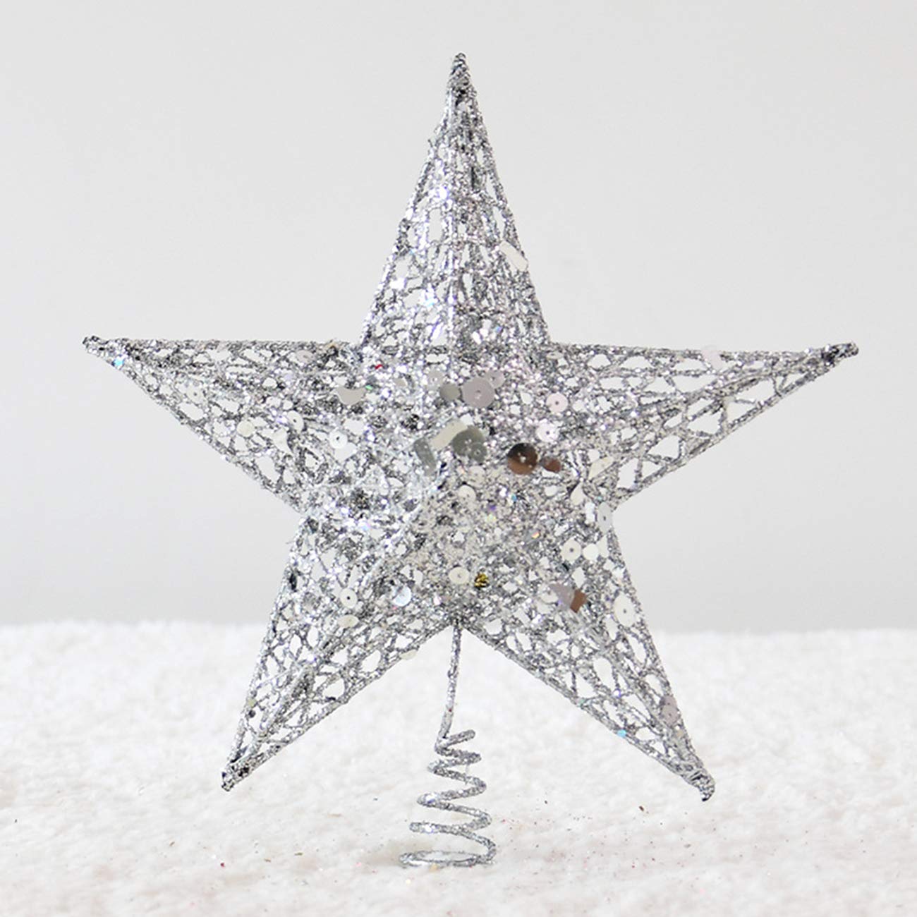 Acronde 10” Christmas Tree Topper Star Christmas Tree Decoration Indoor Party Home Decoration (Silver)
