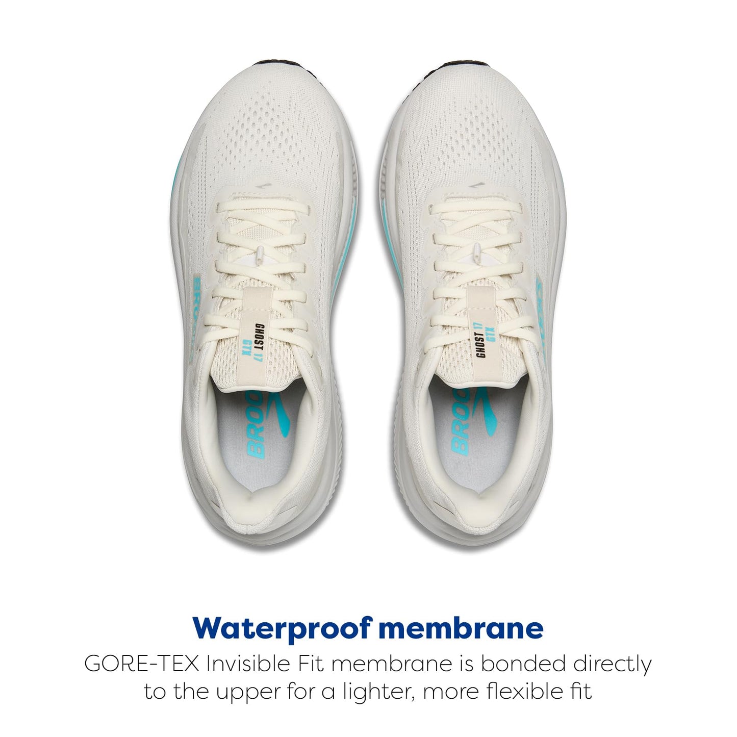 Brooks Women’s Ghost 17 GTX Waterproof Supportive Running & Walking Shoe - Coconut/Oyster/Blue - 11.5 Medium