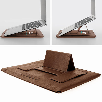 Nillkin Laptop Sleeve 13 inch (3-in-1), MacBook Sleeve with Adjustable Stand & Mouse Pad, 2 Stand Modes, 13 inch Laptop Case, Slim MacBook Accessories for Samsung/Surface/Chromebook/HP 12-14'', Brown