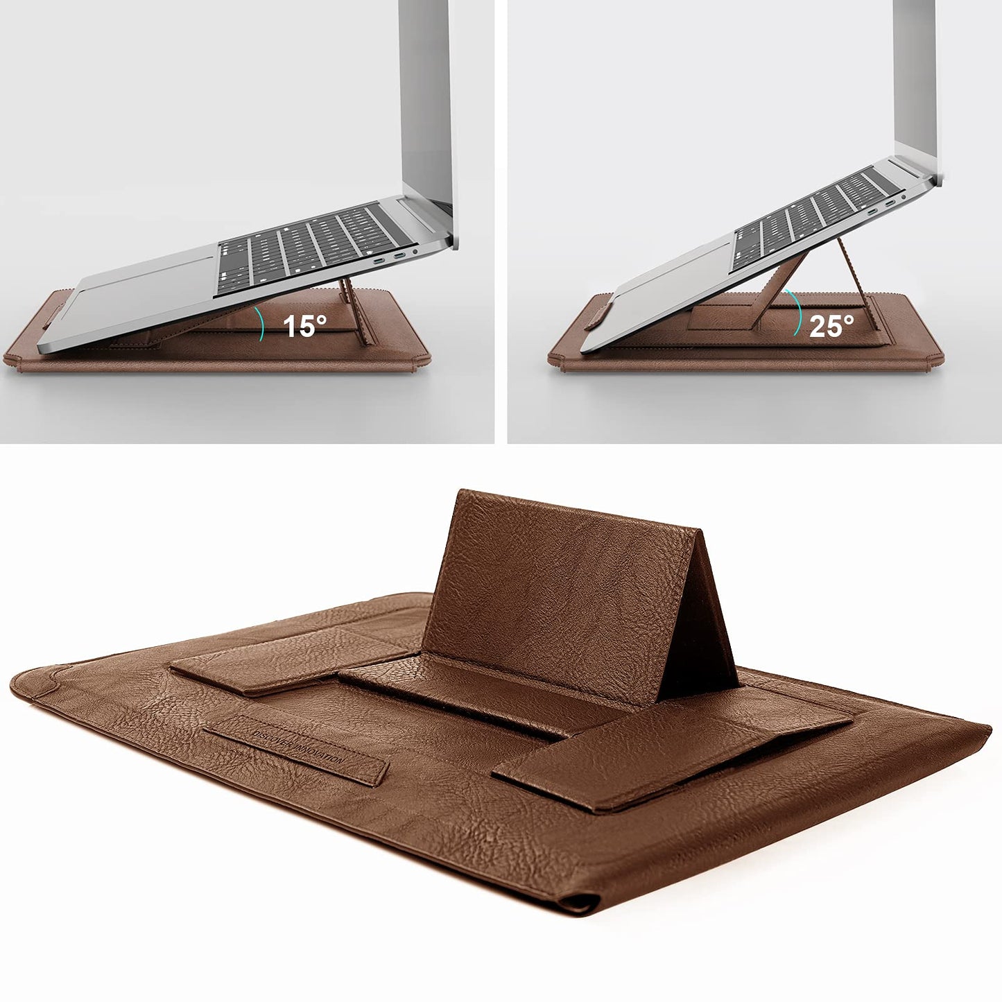 Nillkin Laptop Sleeve 15.6 inch, MacBook Sleeve with Adjustable Stand & Mouse Pad, 2 Stand Modes, 15 inch Laptop Case, Slim MacBook Accessories for Samsung/Surface/Chromebook/HP 13-15.6 inch, Brown
