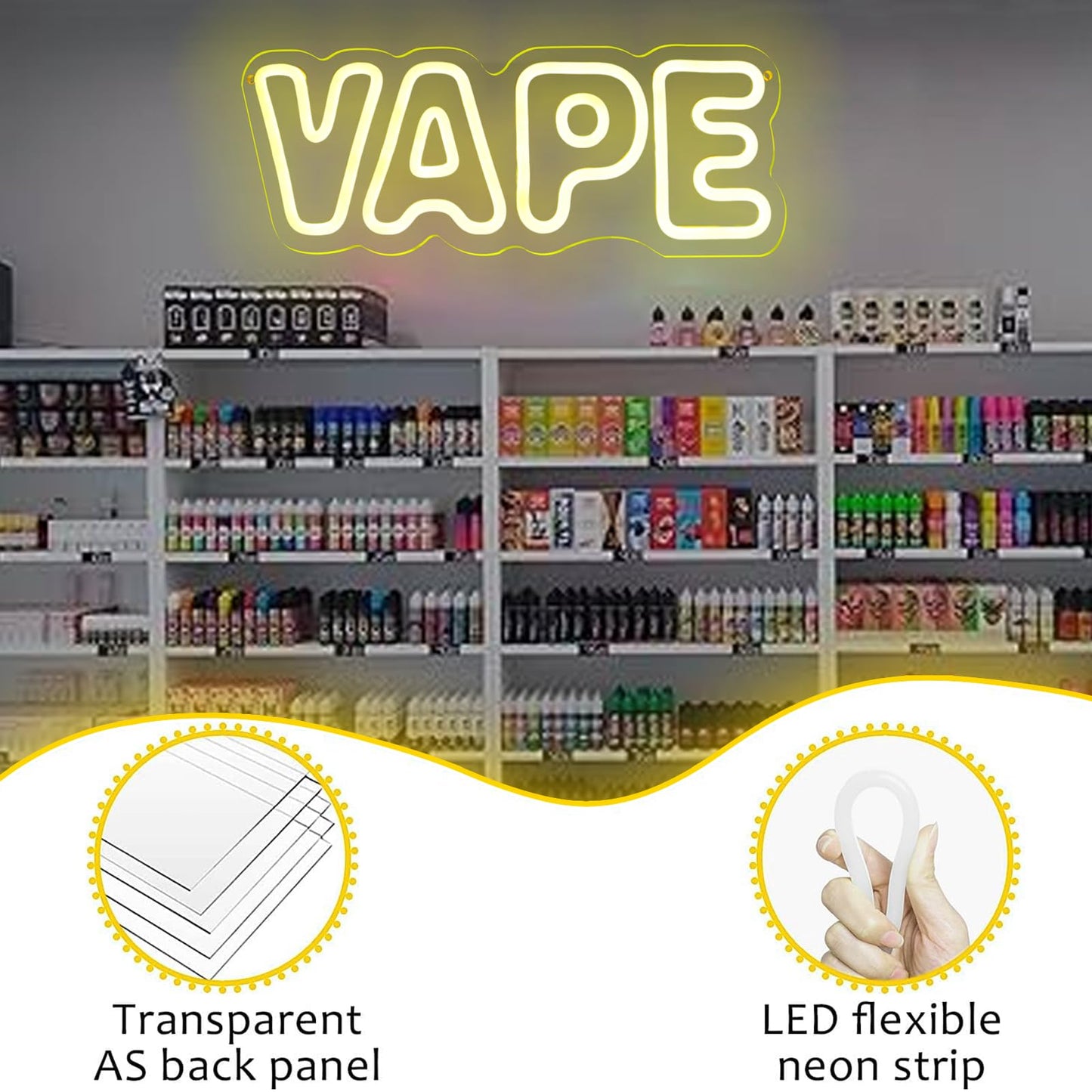 KODGGHK Vape LED Neon Light Sign, Bright LED Vape Sign by USB with Dimmable ON/OFF Switch Neon Lights for Store Window Hanging for Sale Business,Man Caver, Bar, Smoking Lounge,Party