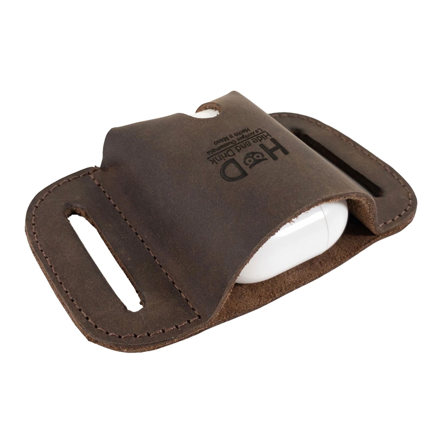 LeatherTex, Tactical Case for AirPods 1st/2nd Gen. and Pro Handmade from Full Grain Leather - Bourbon Brown