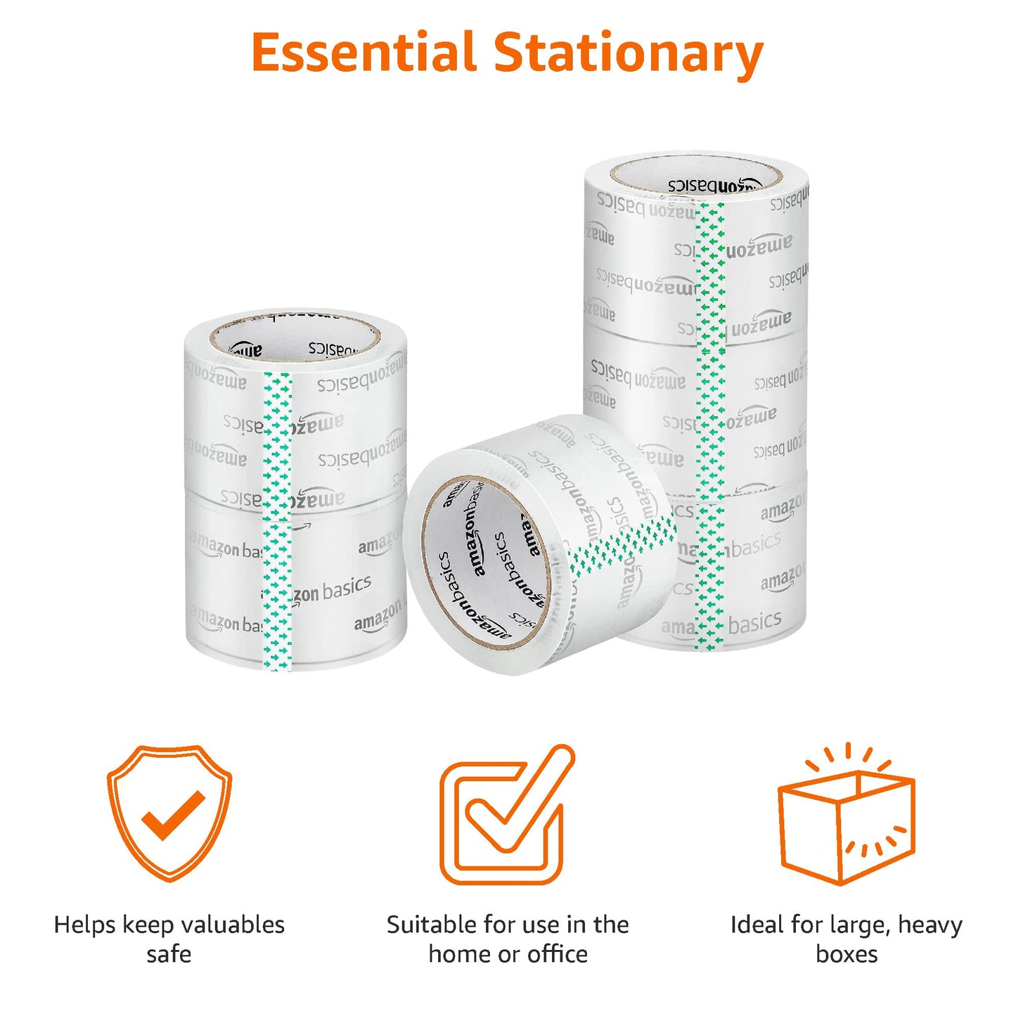 Amazon Basics Extra-Wide Packing Tape for Moving, Storage, Shipping and Sealing Boxes, Crystal Clear, Low Odor, 2.83" x 54.6 Yards, 6-Pack