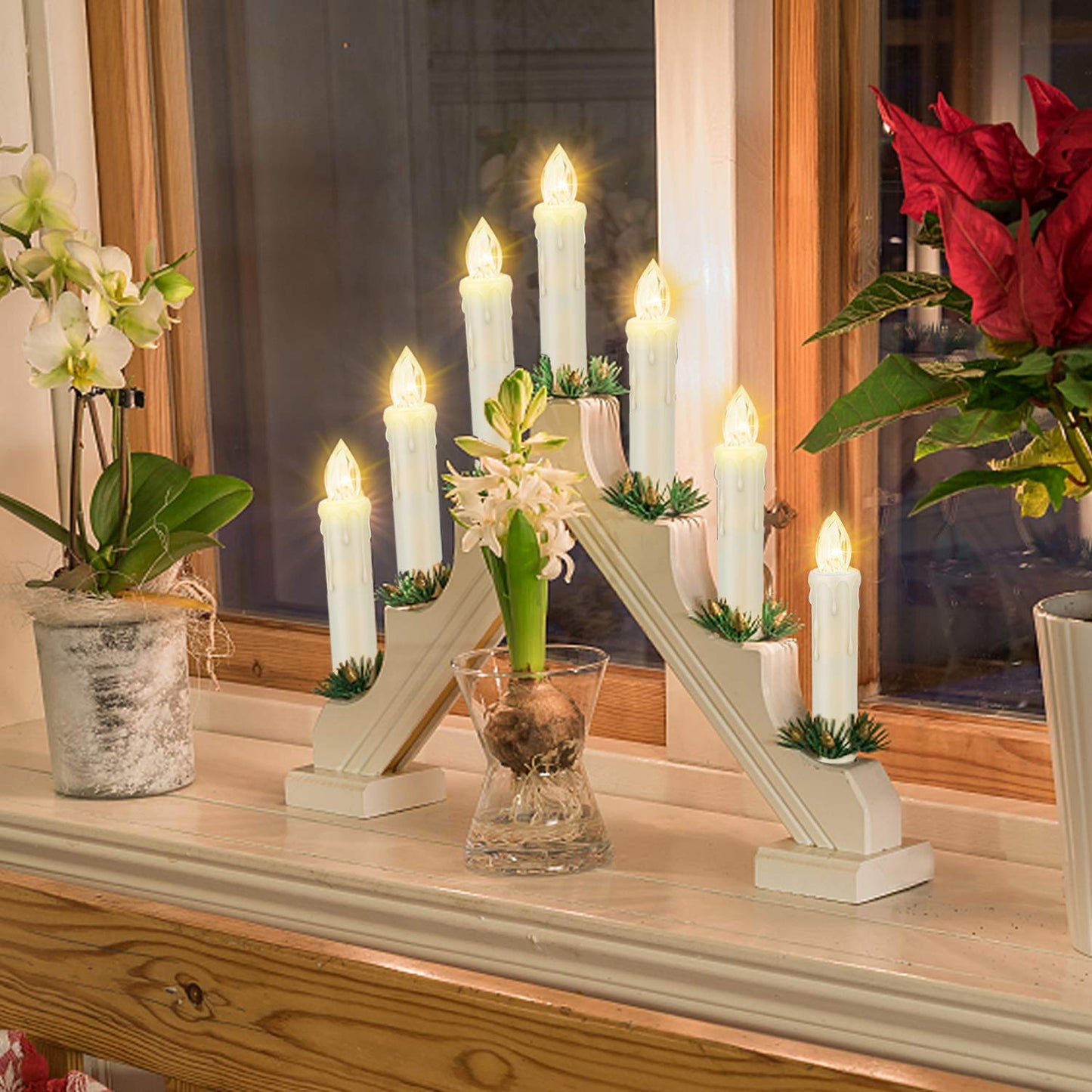 12 PCS LED Window Flameless Taper Candle,Battery Operated Flickering Candle Lights, with Remote Timer Function, Ideal for Indoor and Outdoor Christmas Tree Candles Garden Wedding Harry Potter