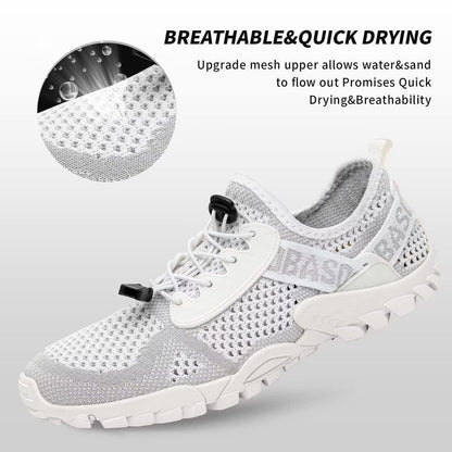 SOBASO Women's Aqua Water Shoes Men Quick-Drying Hiking Beach River Sports Shoes for Pool Surf Swim Yoga All White