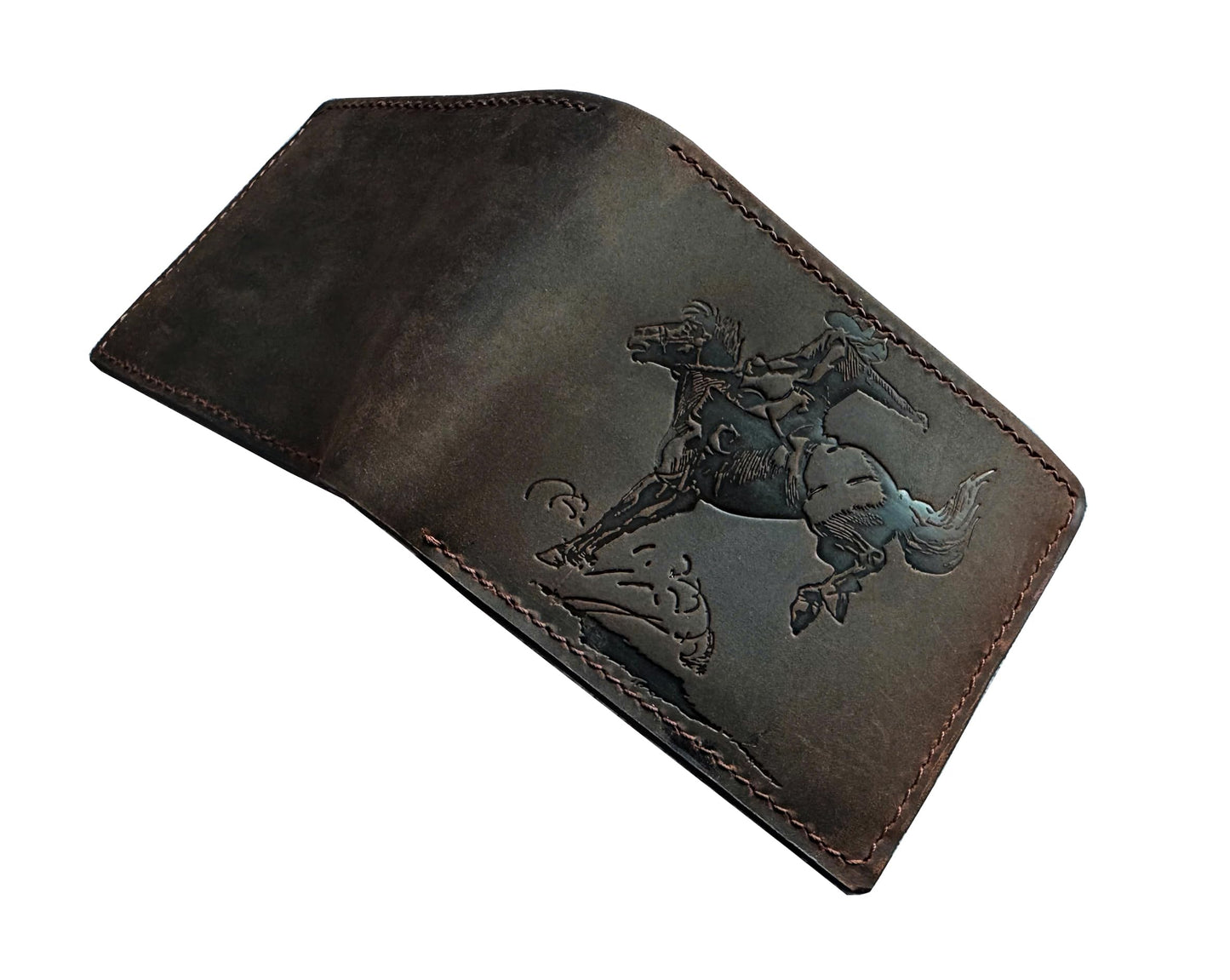Mayan Corner - Authentical leather handcrafted wallet, distressed bifold wallet, classic gift for dad - Cowboy