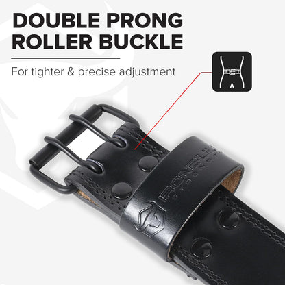 7mm Leather Weight Lifting Belt - 4" Wide Tapered Premium Leather Lifting Belt for Gym, Workout & Weight Training - Weightlifting Belts for Men and Women (Large, Black)