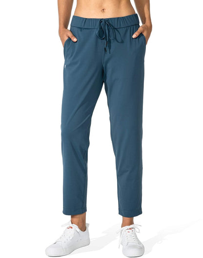 G Gradual Women's Pants with Deep Pockets 7/8 Stretch Sweatpants for Women Athletic, Golf, Lounge, Work (Indigo, Small)