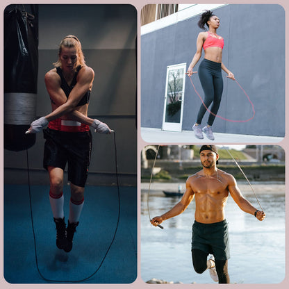 Weighted Jump Rope for Fitness-Speed Skipping Rope for Women Men Exercise with Adjustable Length Jumping Rope and Alloy & Silicone Handles Suitable for Workout Boxing Home Gym