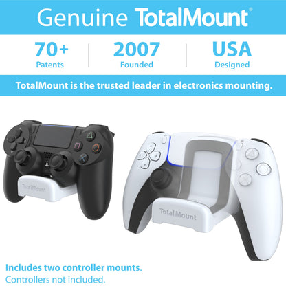 TotalMount Holders for PS5 Controllers – Premium Mounts Will Not Damage Your Wall with Screws or Permanent Adhesive (Wall Stands for PlayStation Controllers – Two Pack)