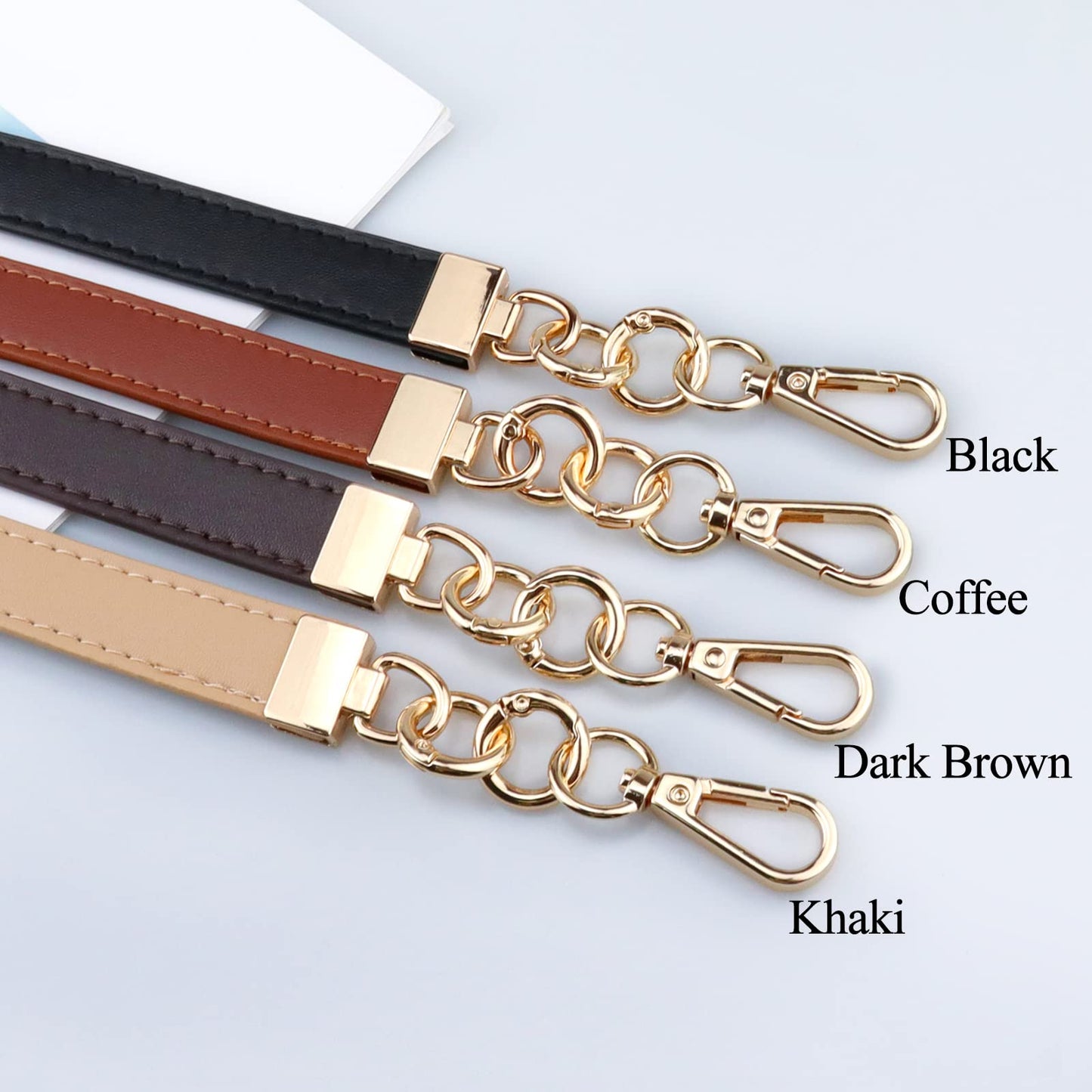 Beaulegan Purse Leather Handles Replacement for Handbag/Shoulder Bag 2 PCS, 24.4 Inch Long Coffee（Gold Clasp）