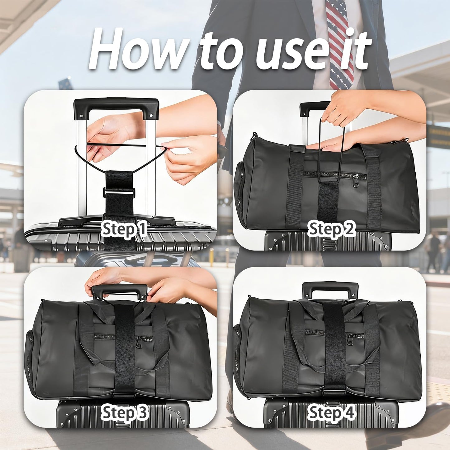 Luggage Straps for Suitcases, 2 Pack Adjustable Luggage Connector Straps, Multi-Use Elastic Straps with Buckles, Travel Straps for Luggage, Luggage Accessories(2 Pink Items)