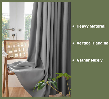 PI Blackout Sliding Door Curtains 84 INCHES Long,Grommet Thermal Insulated Room Divider Door Curtains Window Treatment for Living Room/Bedroom/French Door/Patio/Home Decoration(Dark Grey,W100XL84)