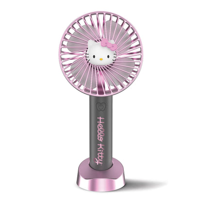 Hello Kitty 2-Pack Handheld Fan with Tabletop Stand - Multi-Speed Settings, Rechargeable Battery, Portable and Compact Design - Ideal for Home, Office, and Outdoor Use - Includes USB Charging Cable