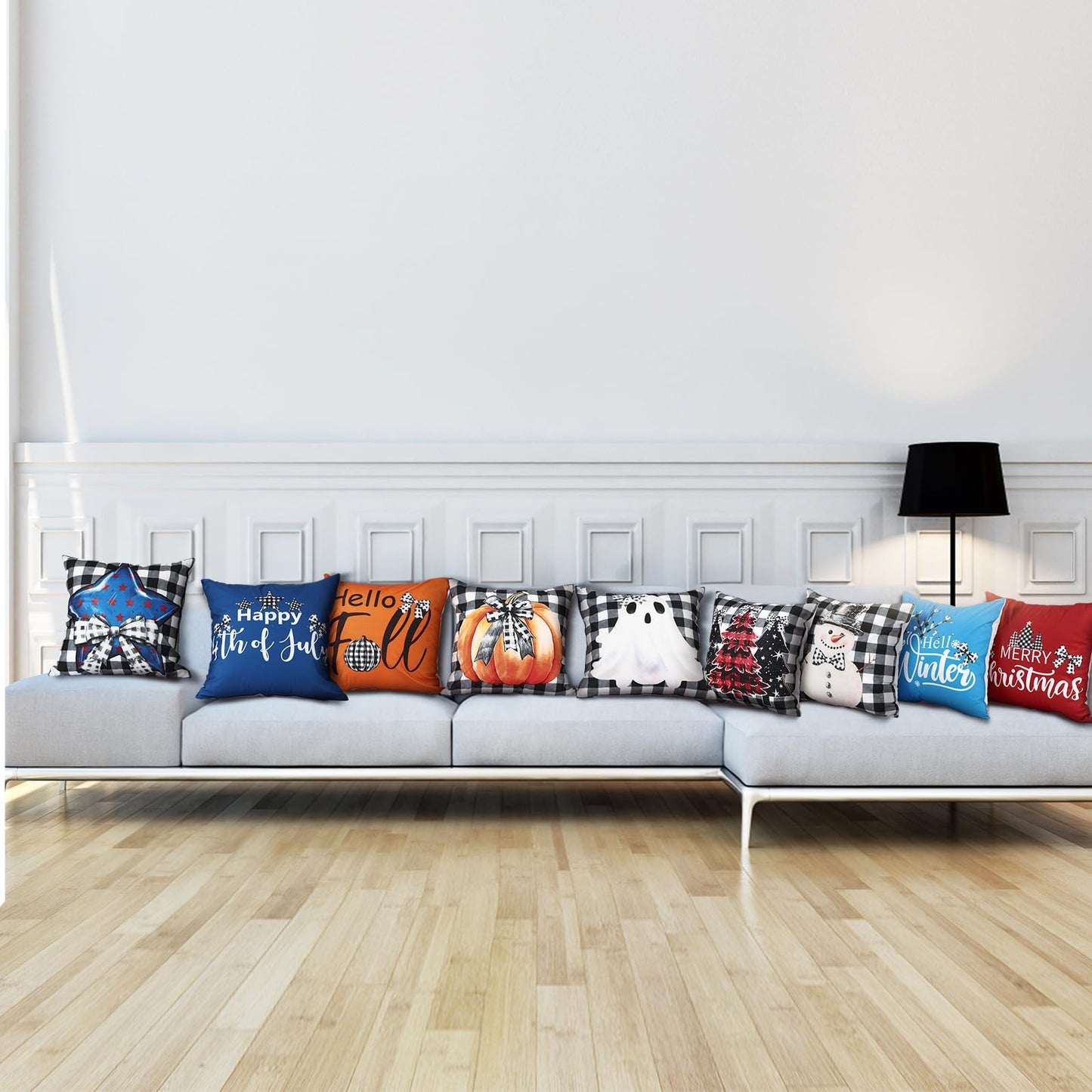 Mindsoft 20 Pcs Holiday Pillow Covers 18 x 18 Easter Pillow Cover Spring Summer 250th Anniversary Pillowcase Decorative Seasonal Cushion Case for Farmhouse Home Sofa(Festival)