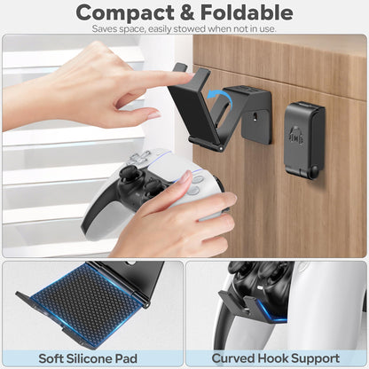 OIVO Controller & Headset Wall Mount Holder Stand, Foldable Headphone Stand, Gaming Controller Holder Hanger Hook, Universal Storage Sega Genesis Games Controller/Earphone/Game Accessories-13 Packs