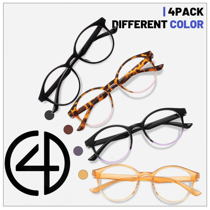 Przene 4 Pack Blue Light Blocking Glasses for Women Men,Retro Round Computer Gaming Glasses Anti Eye Strain/UV/Glare (Standard, Mixed Color-C2)