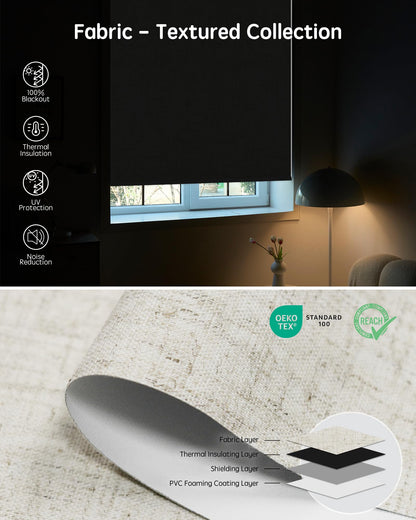 Yoolax Motorized Blinds with Remote, Blackout Smart Blinds for Windows Motorized Roller Shades, Automatic Window Shades Work with Alexa for Bedroom Living Room, Custom Size (Linen Beige)