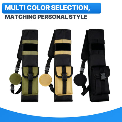AHOSOUTLY Adjustable Lightweight Archery Back Quiver - 24-30 Arrow Capacity with Molle System & Large Storage Pocket, Three-Point Harness for Bow Hunting and Target Practice(Black) (Black)