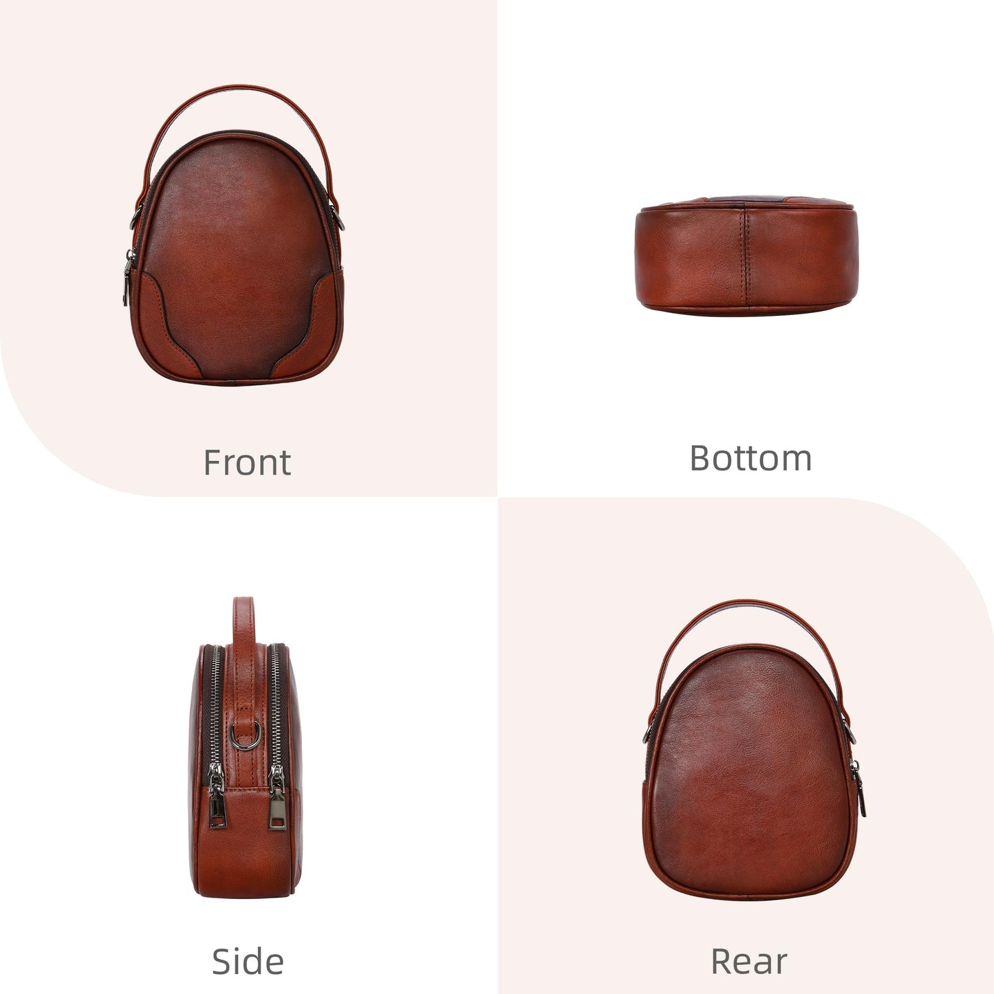 Iswee Small Leather Crossbody Bag for Women, Genuine Leather Mini Purse with Adjustable Strap, Women's Shoulder Bag for Travel and Daily Use, Ladies Purse Satchel (Brown)