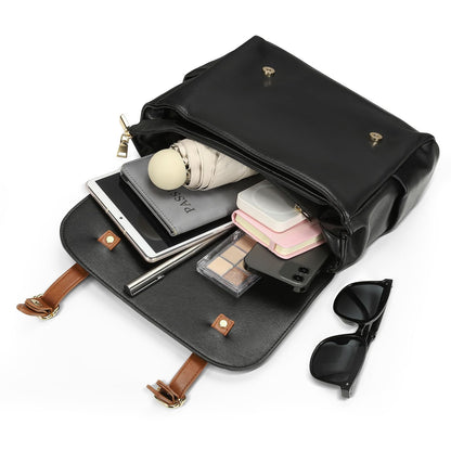 Convgo Mini Backpack Purse for Women, Small Fashion Backpack Vintage PU Leather Shoulder Bag Casual Travel Collage, Black