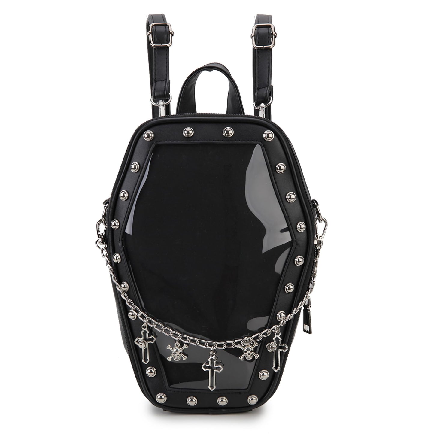 ENJOININ Gothic Coffin Shape Purses and Handbags for Women Halloween Shoulder Bag Ita Purse Backpack
