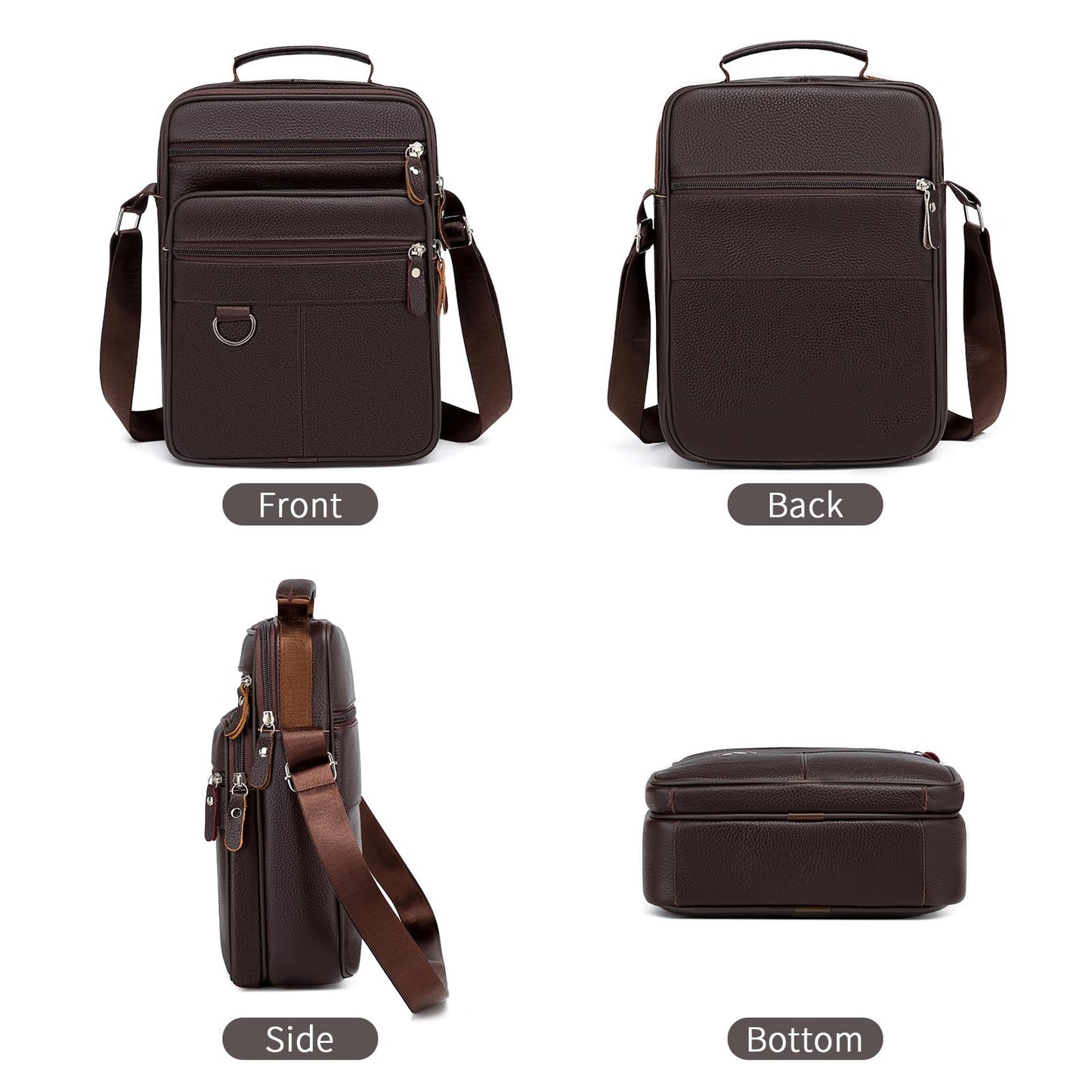 ZZNICK Leather Messenger Bag for Men Large Business Travel Briefcase Crossbody Handbag Man Purse Sling Shoulder Bag