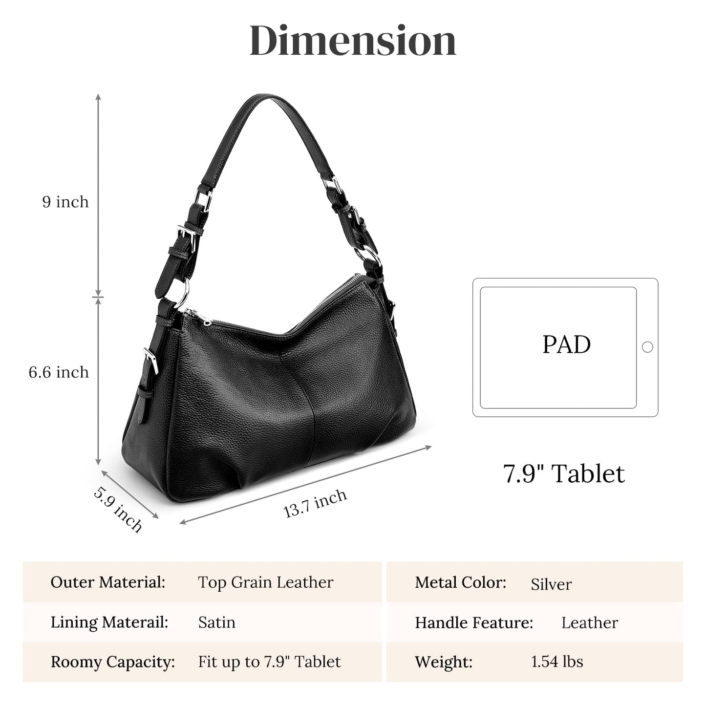 S-ZONE Womens Hobo Genuine Leather Shoulder Bag Top-handle Handbag Ladies Purses