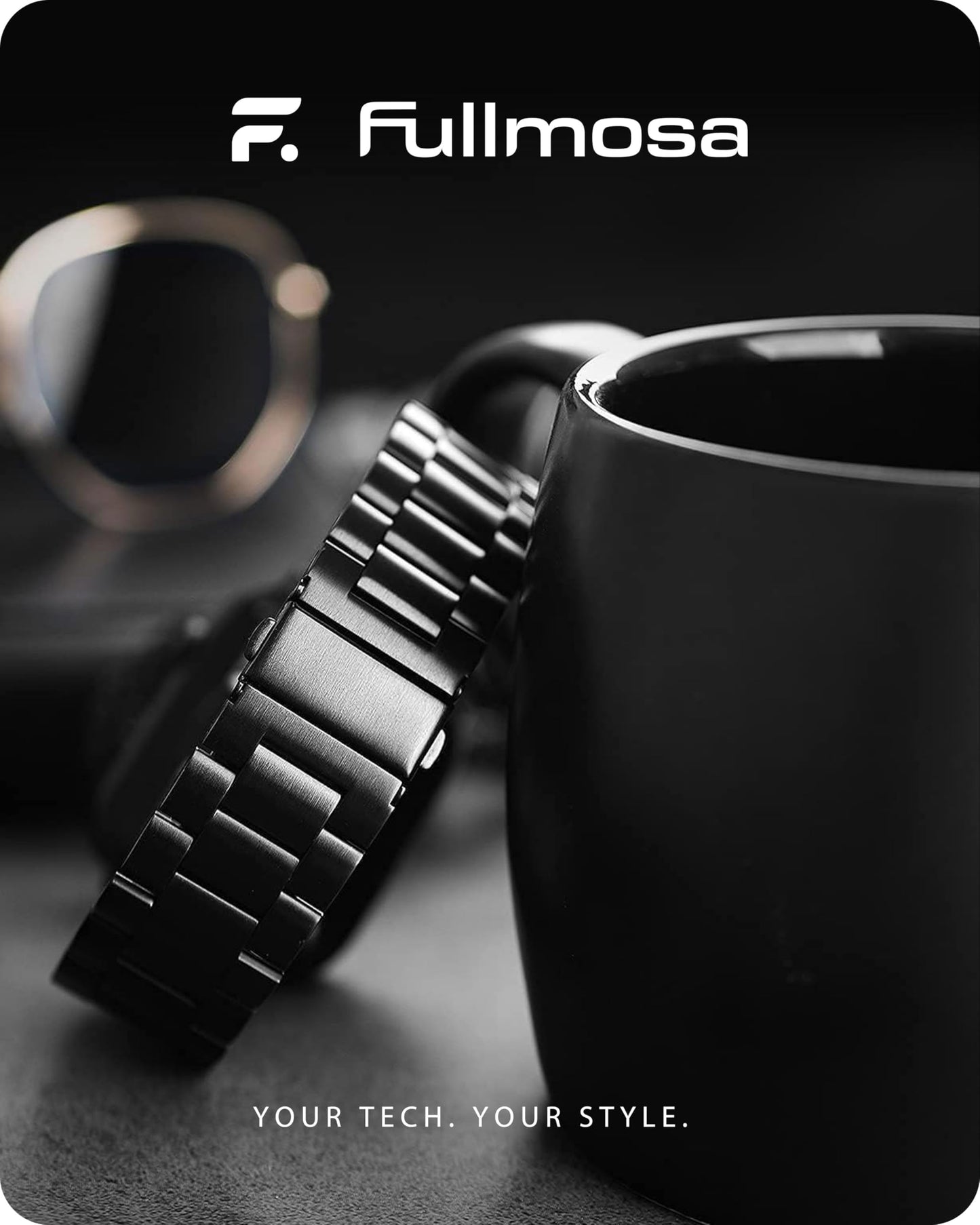 Fullmosa Metal Band Compatible with Apple Watch Bands 45mm 44mm 42mm, iWatch Band with Case for Apple Watch Series 11 10 9 8 7 6 5 4 3 2 1 SE3/2/1 Ultra3/2/1, Black