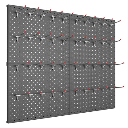 TORACK Metal Pegboard Panels and Hooks for Garage, Workbench, Shop, Shed Tool Organizer Peg Board with 1/8" & 1/4" Holes, Modular Wall-Mounted Pegboard with Pegboard Hooks(Black)