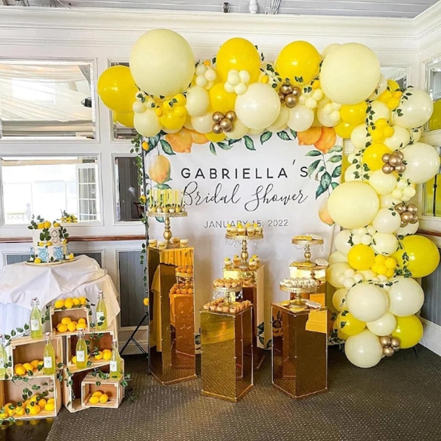 Biapian Yellow Balloon Garland Arch, 115 PCS Yellow White Balloon Arch Kit with Gold White Latex Balloon for Lemon Boho Sunshine Daisy Honeybee Theme Birthday Baby Shower Party Decoration
