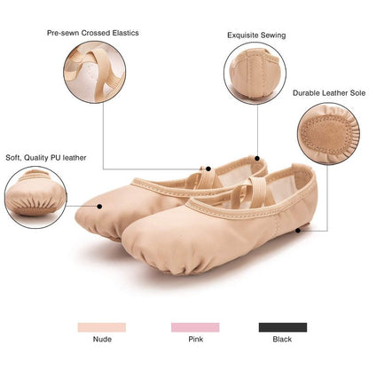 RoseMoli Ballet Shoes for Girls/Toddlers/Kids/Women, Leather Yoga Shoes/Ballet Slippers for Dancing 9 Toddler Nude