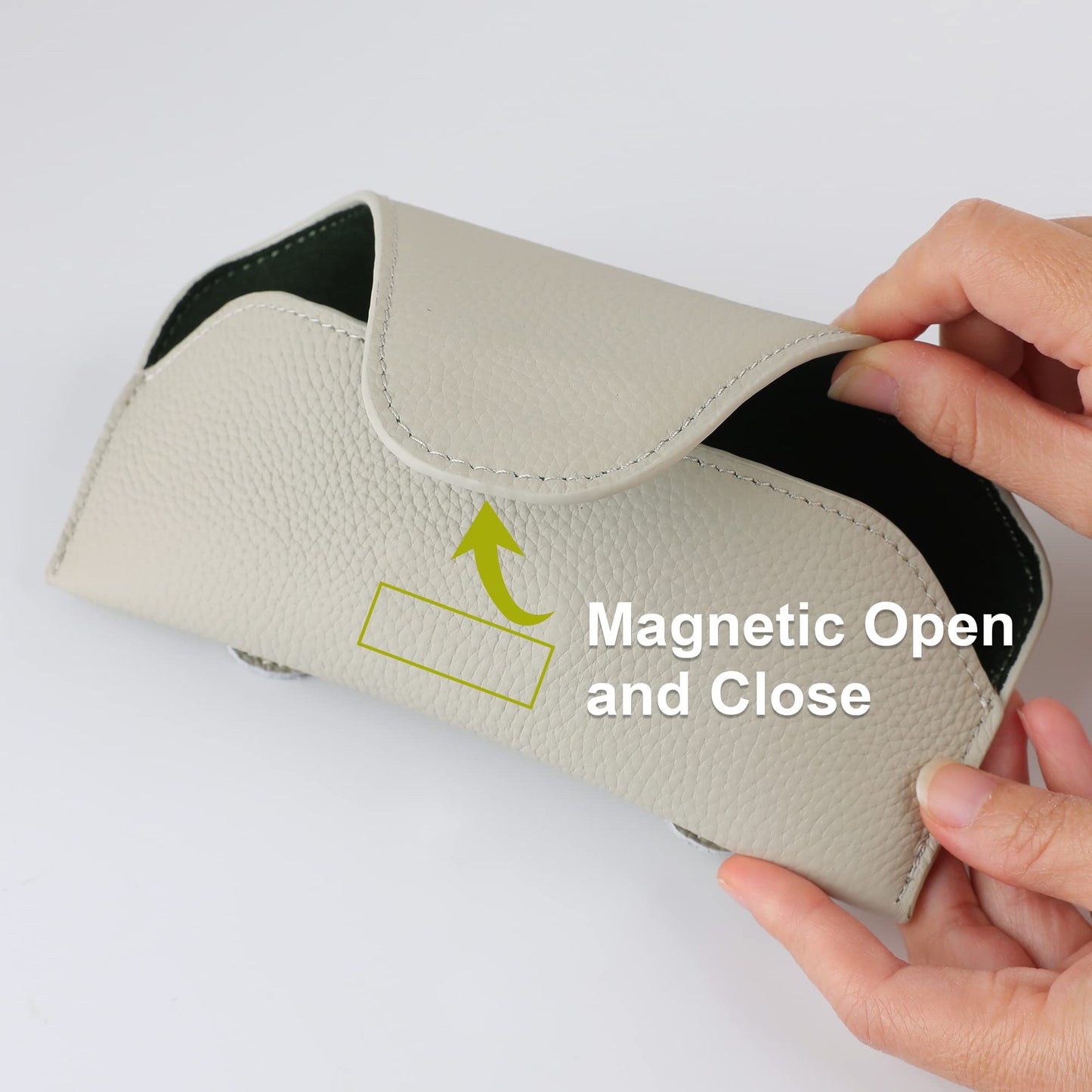 KEVANCHO Magnetic Sunglass Holder for Car Visor Clip, Leather Car Glasses Holder, Visor Accessories Eyeglasses Holder Glasses Storage Case (02-Grey)
