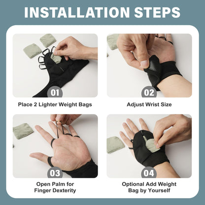 Bottle Pouch Weighted Gloves for Tremors-Adjustable Hand Gloves Stability Aid for Parkinson's Hand Tremors, Enhanced Grip & Writing Support for Elderly