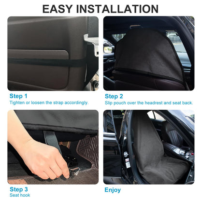 2 Pack Waterproof Sweating Car Seat Cover for Post Gym Workout, Running, Swimming, Beach and Hiking, Universal Fit Non-Slip Towel Bucket Seat Protector for Cars SUV Trucks, Machine Washable (Gray)