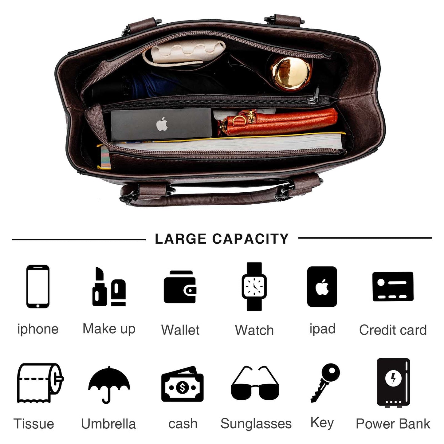 LAVAWA Tote Bag for Women Large Western Purse Ladies Top Handle Shoulder Handbags Vintage Embossed Concho Studs (Coffee