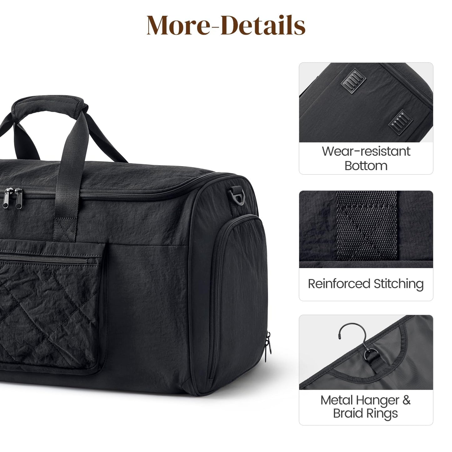 S-ZONE Garment Duffle Bags for Travel Carry on Convertible 2 in 1 Suit Bags Hanging Suitcase with Toiletry Bag 50L