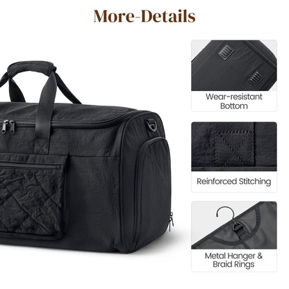 S-ZONE Garment Duffle Bags for Travel Carry on Convertible 2 in 1 Suit Bags Hanging Suitcase with Toiletry Bag 50L