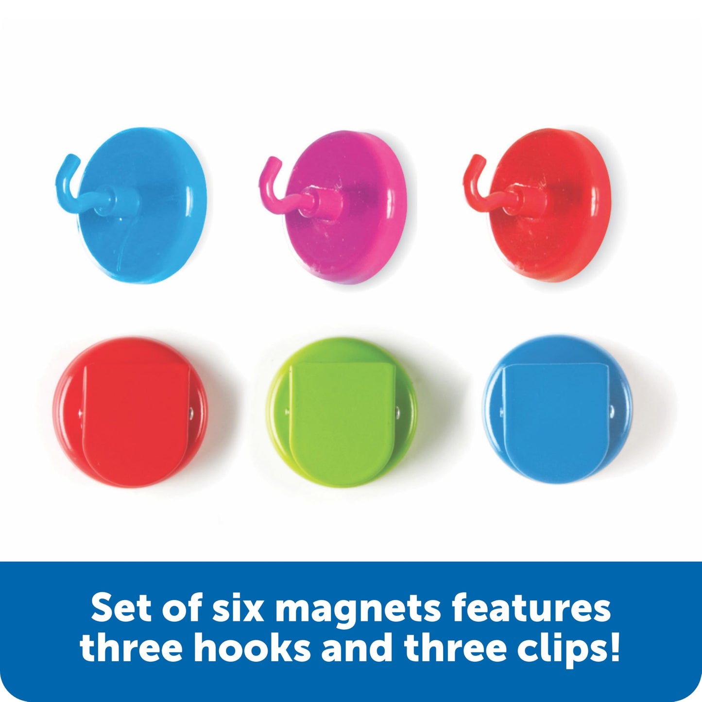 Learning Resources Super Strong Magnetic Hooks & Clips - Magnetic Clips for Whiteboard, Strong Magnet Hooks for Classroom, Magnets with Hook, Fridge Clip Magnets, Refrigerator Magnet Hook