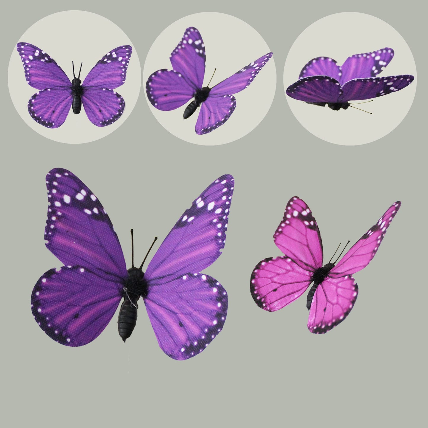 ConetoRosa Butterfly Decor 12PCS 2Sizes, 3D Faux Butterflies (Lavender)