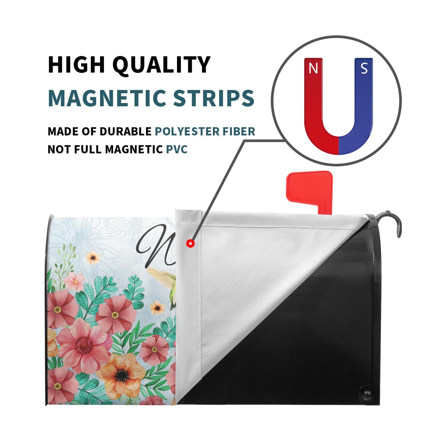Spring Summer Hummingbirds Magnetic Mailbox Covers Summer Blooming Flowers Welcome Mailbox Wraps Standard Size 25.5x21inch Spring Decor Post Letter Box for Home Garden Yard