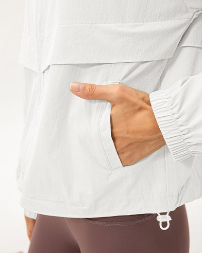 Locachy Women's Lightweight Zip Up Athletic Jacket Stand Collar Windproof Sun Protection Workout Outdoor Jacket White XS