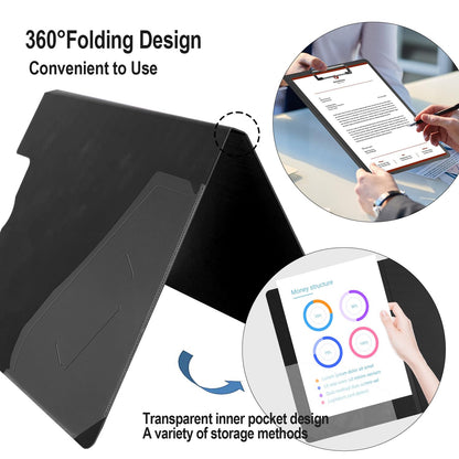MUYICS Foldable Clipboard, 5 Pack A4 Clipboard Folder with Pocket, File Cover Office Folder Clipboards, 360 Degree Foldable Binder Clipboards for Office, School or Medical Field, Black