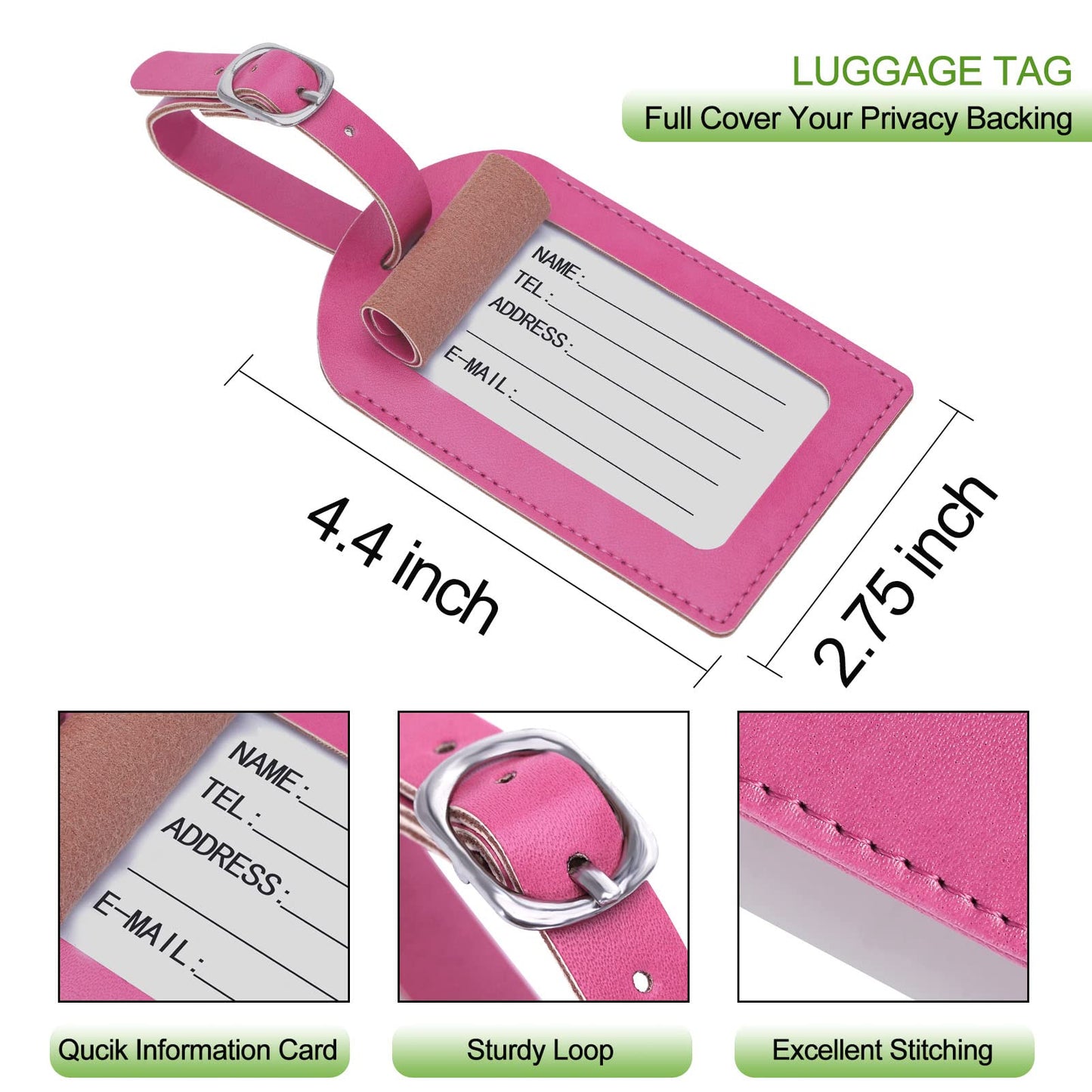 Passport Holder With Luggage Tag Cover Wallet RFID Blocking Leather Case Travel Essentials Accessories Travel Must Have(114#Pink)
