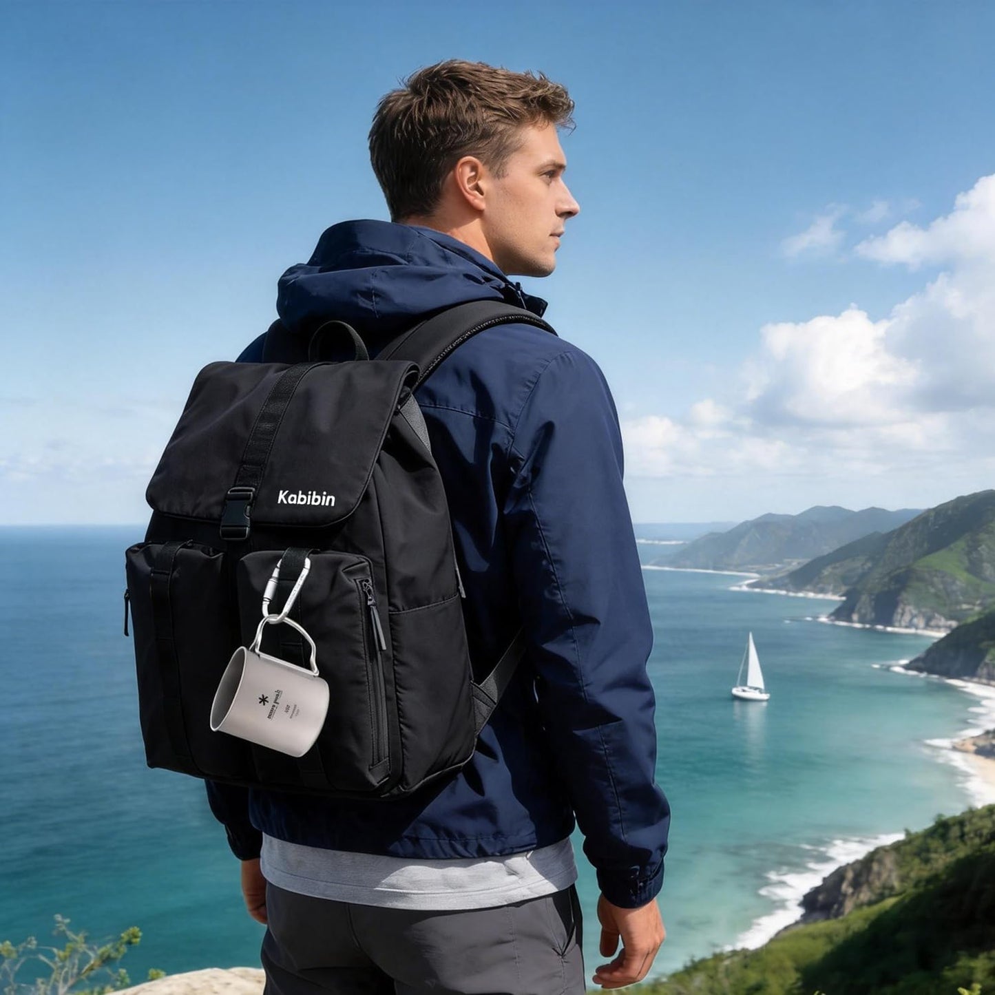 Kabibin Lightweight Casual Backpack, Water Resistant Nylon 15.6 Inch Laptop Backpack, Bookbag for Teens Adults, Outdoor Casual Daypack with Multiple Storage Pockets & External Hang Belt