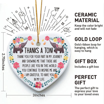 Thank You Gifts, Thanks A Ton, Christmas Ornament Keepsake Sign Heart Plaque Thank You Gift, Christmas Birthday Appreciation Gifts for Women Men Friends Coworkers Neighbors Teachers Boss Colleague