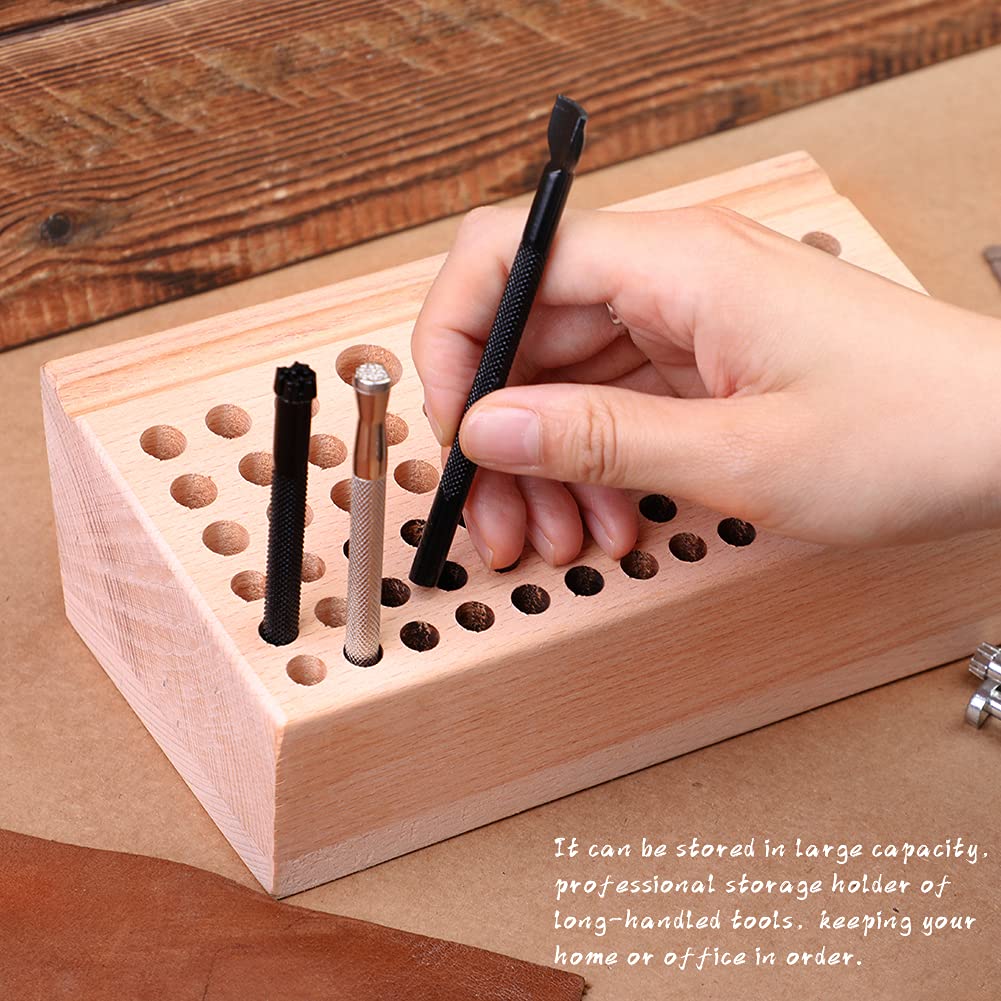 76 Styles Leather Craft Tool Holder, Leather Tool Organizer Leather Holder Tool Wooden, Professional Leather Tools Storage Box Crafting Organizer, Leather Craft Stand Holder Organizer and Storage